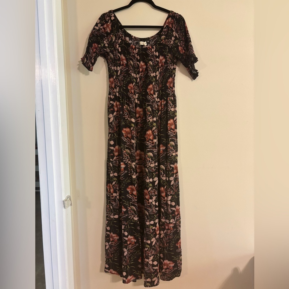 Natural Life floral smocked maxi dress L/XL